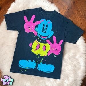 Walt Disney World Y2K Neon Popart Mickey Mouse Hanes 90s Retro Style T-Shirt